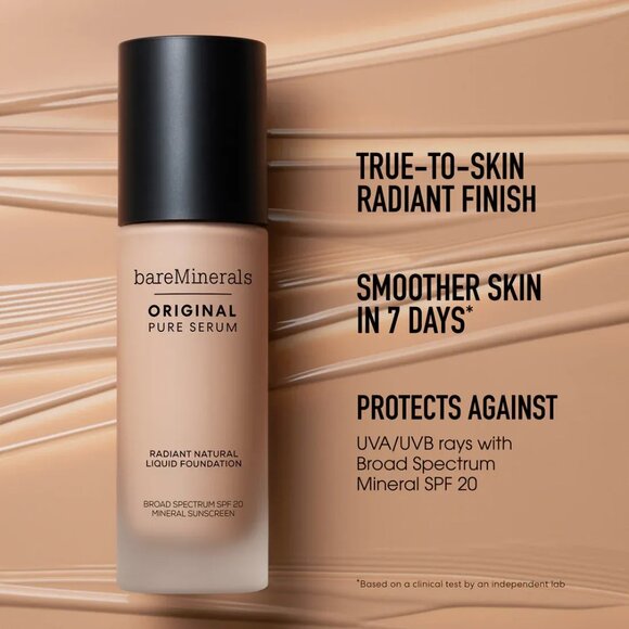 BareMinerals Original Pure Serum Radiant Liquid Foundation SPF 20 Fair Cool 1NEW - Picture 6 of 9